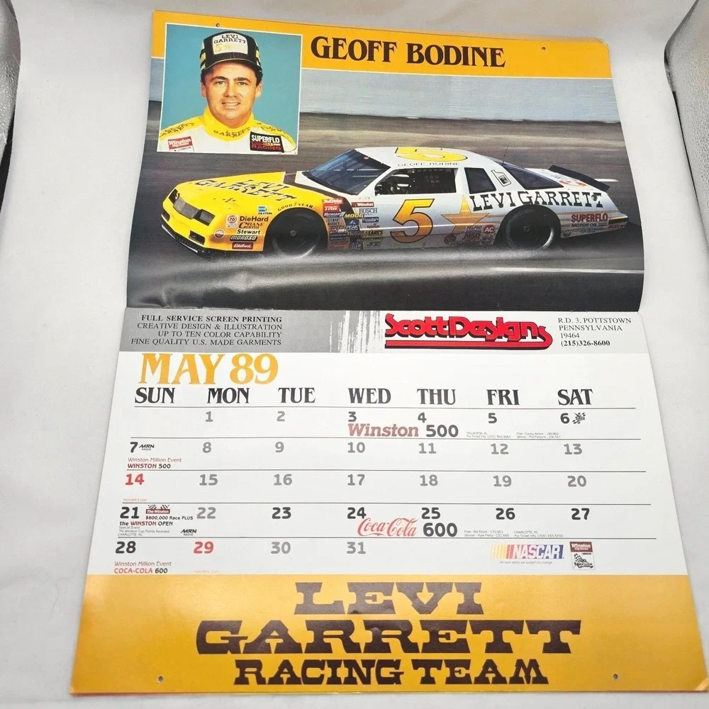 1989 NASCAR Winston Cup Driver Calendar Racing Motorsports Stock Cars Vintage